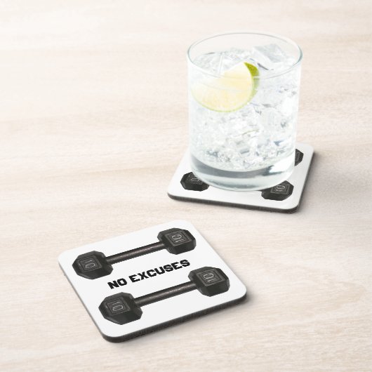 "Keine Ausreden" Dumbells-Untersetzer Getränkeuntersetzer (Rechte Seite)