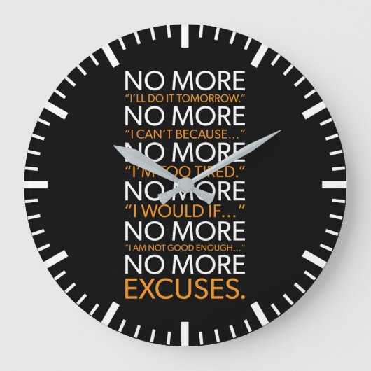 Keine Ausreden mehr - Gym, Hustle, Erfolg, Motivat Große Wanduhr (Vorderseite)