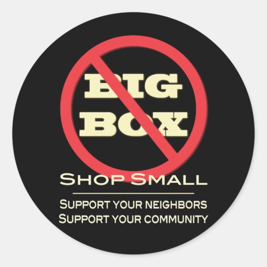 Keine Big Box Stores! Runder Aufkleber (Vorderseite)