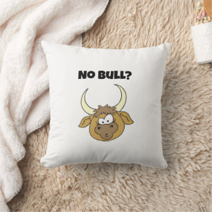 Keine Bull Funny Brown Cartoon Cow Head Art Kissen