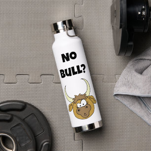 Keine Bull Funny Brown Cartoon Cow Head Art Trinkflasche