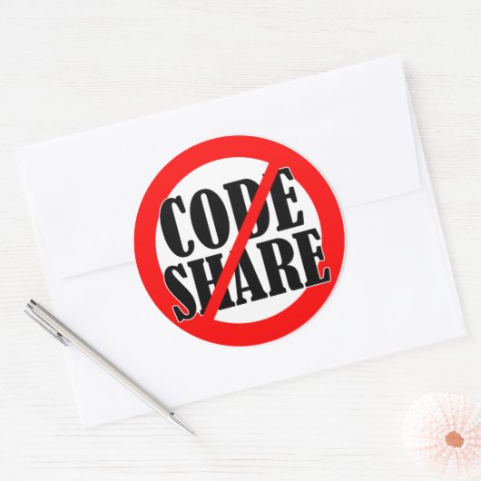 Keine Codeshare! Runder Aufkleber (Umschlag)