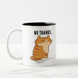 Keine Dankeschön mürrische orange Katze Zitat Zweifarbige Tasse