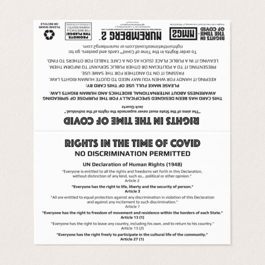 "Keine Diskriminierung" Visitenkarten (Außenseite Aufgefaltet)