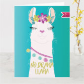 Keine Drama Llama Illustrationsmonogramm Karte (Gelbe Blume)