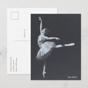 Keine Dramen, nur Freiheit, Schwarz-Weiß-Ballerina Postkarte