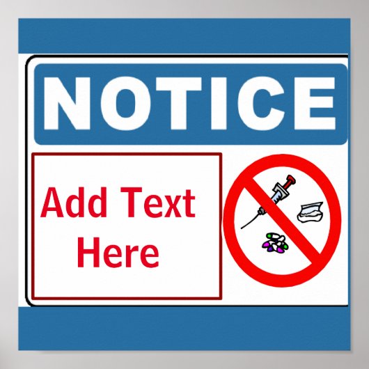 Keine Drogen auf Räumlichkeiten, Text hinzufügen, Poster (Vorne)