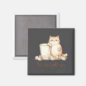 Keine Eis Bitte Katze Kaffee Illustration Magnet (Vorderseite/Rückseite)