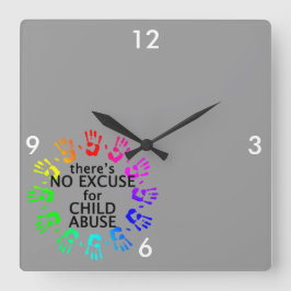 Keine Entschuldigung für Kindesmissbrauch Quadratische Wanduhr