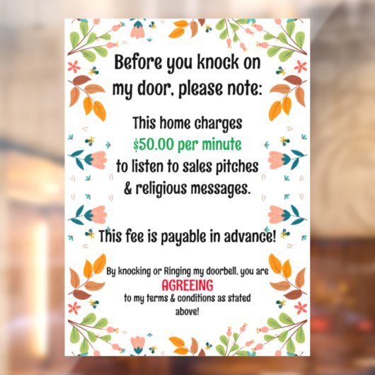 Keine erbetenen und religiösen Botschaften Fensteraufkleber (Blatt 2)