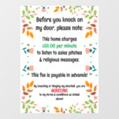 Keine erbetenen und religiösen Botschaften Fensteraufkleber (Blatt)