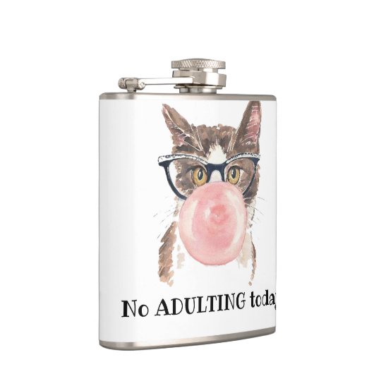 Keine erwachsene Katze heute lustig Flachmann (Rechts)