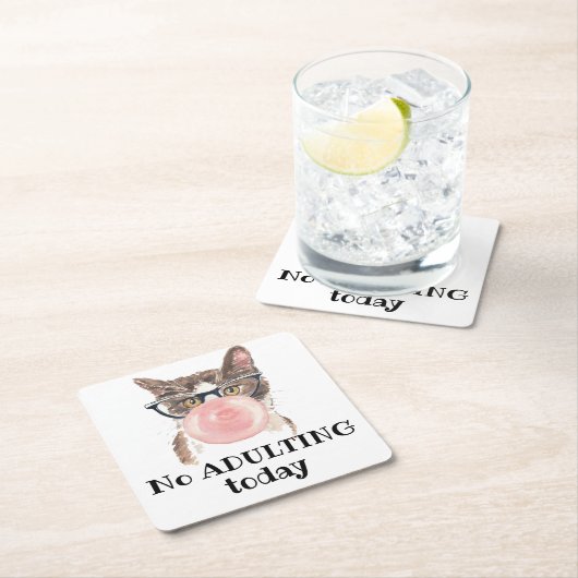 Keine erwachsene Katze heute lustig Rechteckiger Pappuntersetzer (Vor Ort)