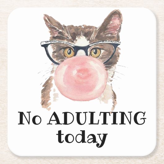 Keine erwachsene Katze heute lustig Rechteckiger Pappuntersetzer (Vorderseite)