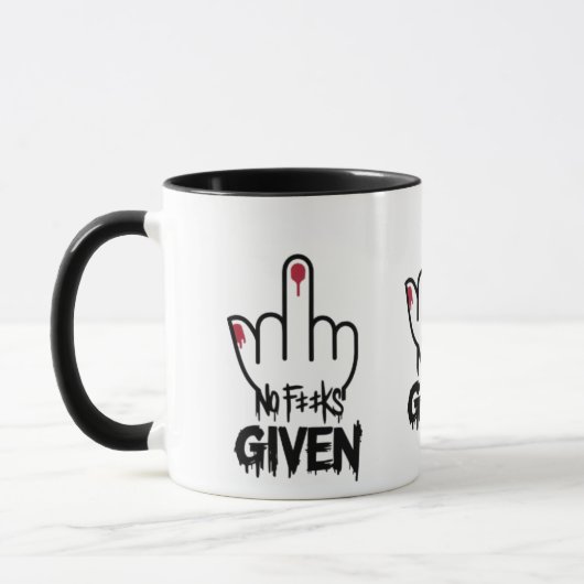 Keine F***s gegeben" Minimalistischer Mittelfinger Tasse (Links)