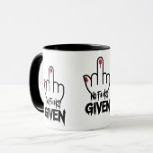 Keine F***s gegeben" Minimalistischer Mittelfinger Tasse (Vorderseite Links)