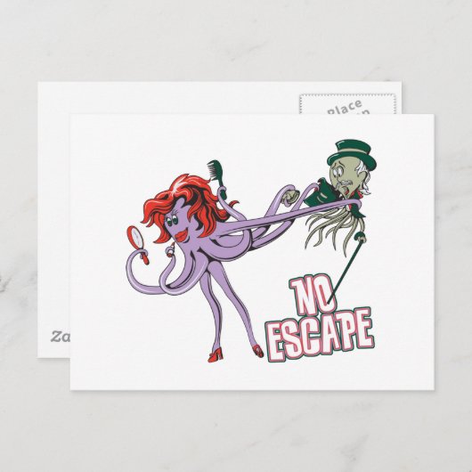 keine Flucht aus lustiger Oktopus-Liebe Postkarte (Vorne/Hinten)