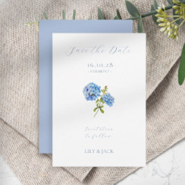 Keine Foto Blue Script Hydrangea Save the Date Kar