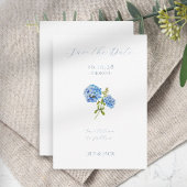Keine Foto Blue Script Hydrangea Save the Date Kar