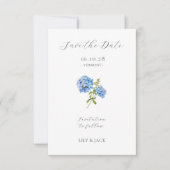 Keine Foto Grau Script Hydrangea Save the Date Kar (Vorderseite)