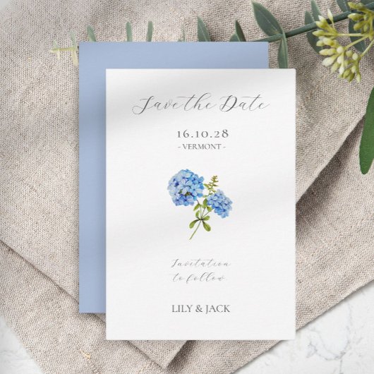 Keine Foto Grau Script Hydrangea Save the Date Kar
