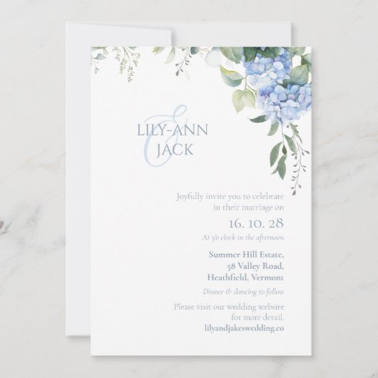 Keine Foto Hydrangea Hochzeitskarte (Vorderseite)