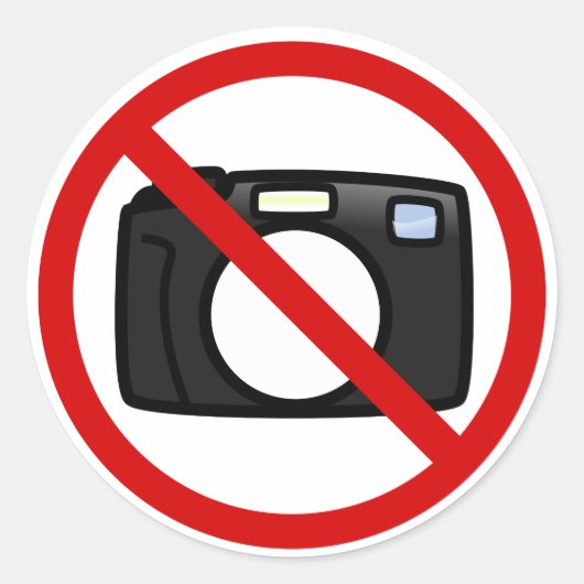 Keine Fotos, keine Kameras Runder Aufkleber (Vorderseite)