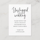 Keine Fotos über Social Media unplugged Wedding Platzkarte (Vorderseite)