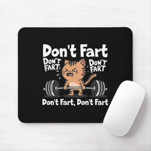 Keine Furz Funny Gym Fitness Cat Workout Weightlif Mousepad (Mit Mouse)