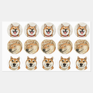 Keine Gedanken, nur Vibes – Glücklicher Shiba Etiketten
