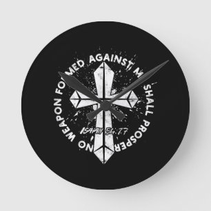 Keine gegen mich geschaffene Waffe wird dem Glaube Runde Wanduhr