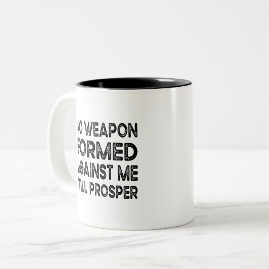 Keine gegen mich gewachsene Waffe Zweifarbige Tasse (Vorderseite Links)