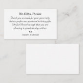 keine Geschenke bitte, beachten Sie auf Hochzeitsg Begleitkarte (Vorne/Hinten)