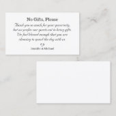 keine Geschenke bitte, beachten Sie auf Hochzeitsg Begleitkarte (Vorne/Hinten)