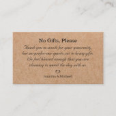 keine Geschenke, bitte beachten Sie auf Hochzeitsg Begleitkarte (Vorderseite)