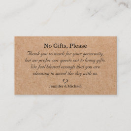 keine Geschenke, bitte beachten Sie auf Hochzeitsg Begleitkarte