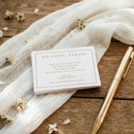 Keine Geschenke bitte Elegante goldene Hochzeitspa Begleitkarte