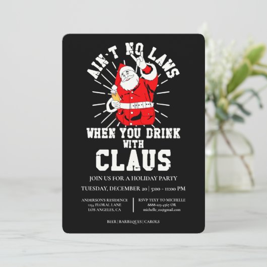 Keine Gesetze trinken mit Weihnachten-Party Einladung (Stehend Vorderseite)