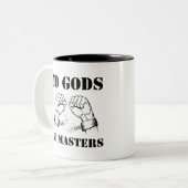 Keine Götter, keine Meister - Atheismus u. Zweifarbige Tasse (Vorderseite Links)