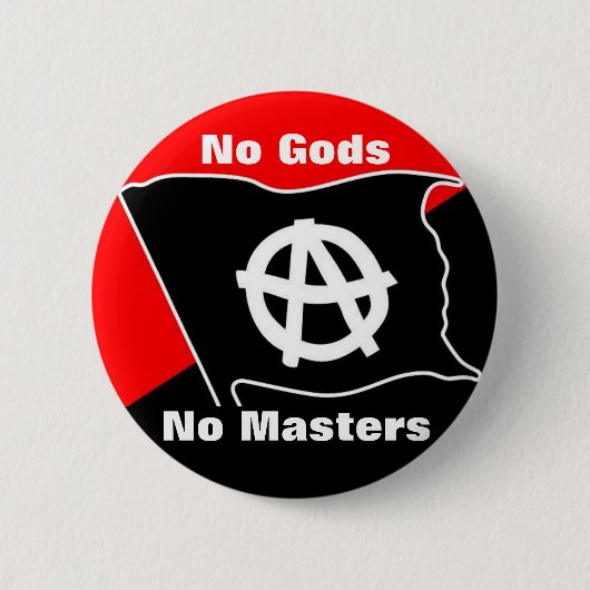 keine Götter keine Meister rot und schwarzer Knopf Button (Vorderseite)