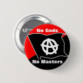 keine Götter keine Meister rot und schwarzer Knopf Button (Vorne & Hinten)