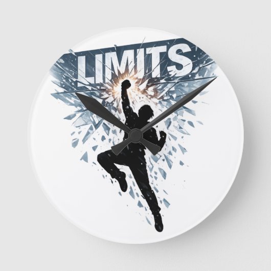 Keine Grenzen Motivation Design  Runde Wanduhr (Vorderseite)