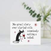 Keine große Geschichte beginnt mit Salat-Wein-Zita Postkarte (Stehend Vorderseite)