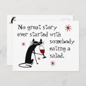 Keine große Geschichte beginnt mit Salat-Wein-Zita Postkarte (Vorne/Hinten)
