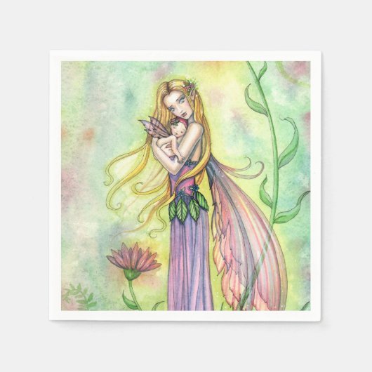 Keine größeren Geschenke Mutter und Baby Fairy Art Serviette (Vorderseite)
