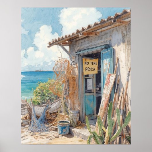 Keine gute Fischerei in Bonaire Poster (Vorne)