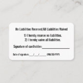 Keine Haftung Visitenkarte (Vorderseite)