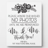 Keine Handy-Fotos Hochzeitsfeier Plaque Fotoplatte (Vorderseite)
