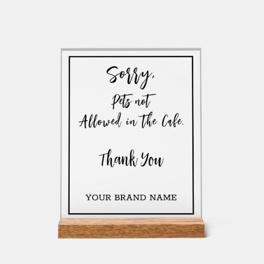 Keine Haustiere erlaubt Personlis Café Salon Busin Acrylschild (Vorderseite)