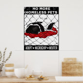 Keine Haustiere mehr mit schwarzem und weißem Hund Poster (Küche)